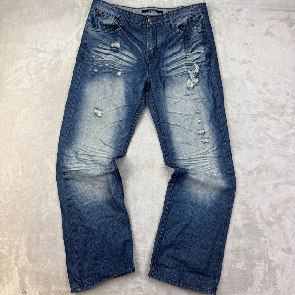 Buckle Black Mens Jeans 34x32 Bootcut Distressed Faded  Heavy Stitch Y2K